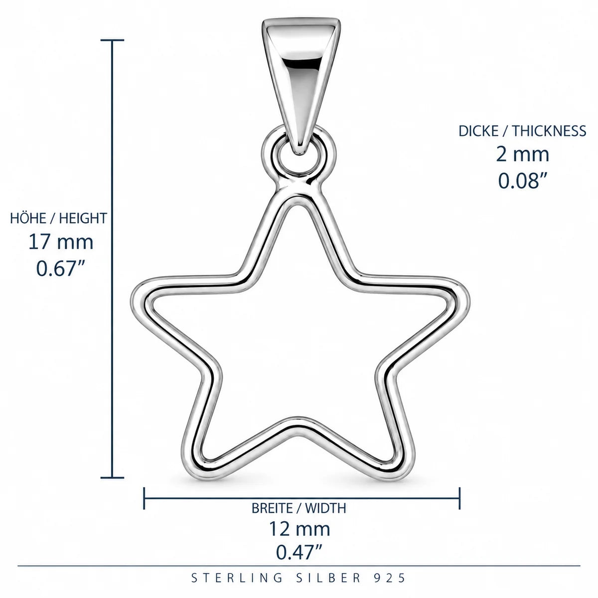 Silber 925 Stern Anhänger mit offener Kontur – Minimalistisches Design