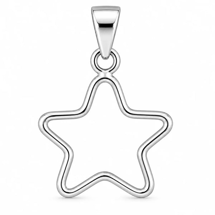 Silber 925 Stern Anhänger groß mit offener Kontur – Minimalistisches Design