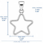 Silber 925 Stern Anhänger groß mit offener Kontur – Minimalistisches Design