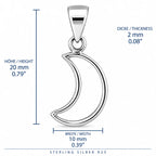 Silber 925 Mond Anhänger – Offene Mondsichel 20 mm