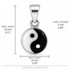 Silber 925 Yin Yang Anhänger rund Kettenanhänger Schwarz Weiß