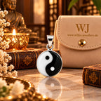 Silber 925 Yin Yang Anhänger rund Kettenanhänger Schwarz Weiß