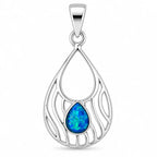 Silber 925 Opal Anhänger Tropfen mit blauem Opalstein