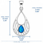 Silber 925 Opal Anhänger Tropfen mit blauem Opalstein