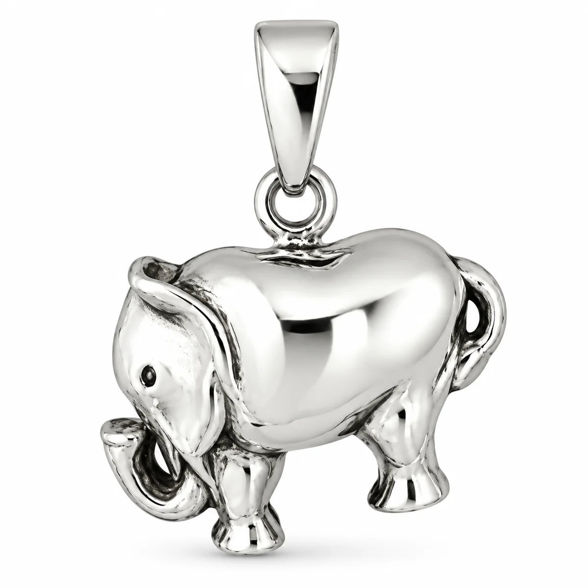 Silber 925 Elefant Anhänger mit Rüssel 3D Tiermotiv