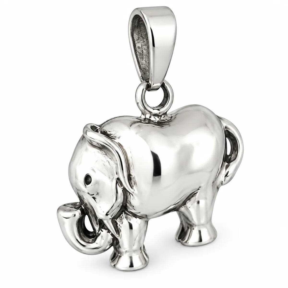Silber 925 Elefant Anhänger mit Rüssel 3D Tiermotiv