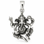 Silber 925 Ganesha Anhänger Hindu Gott Elefant mit vier Armen