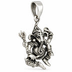 Silber 925 Ganesha Anhänger Hindu Gott Elefant mit vier Armen
