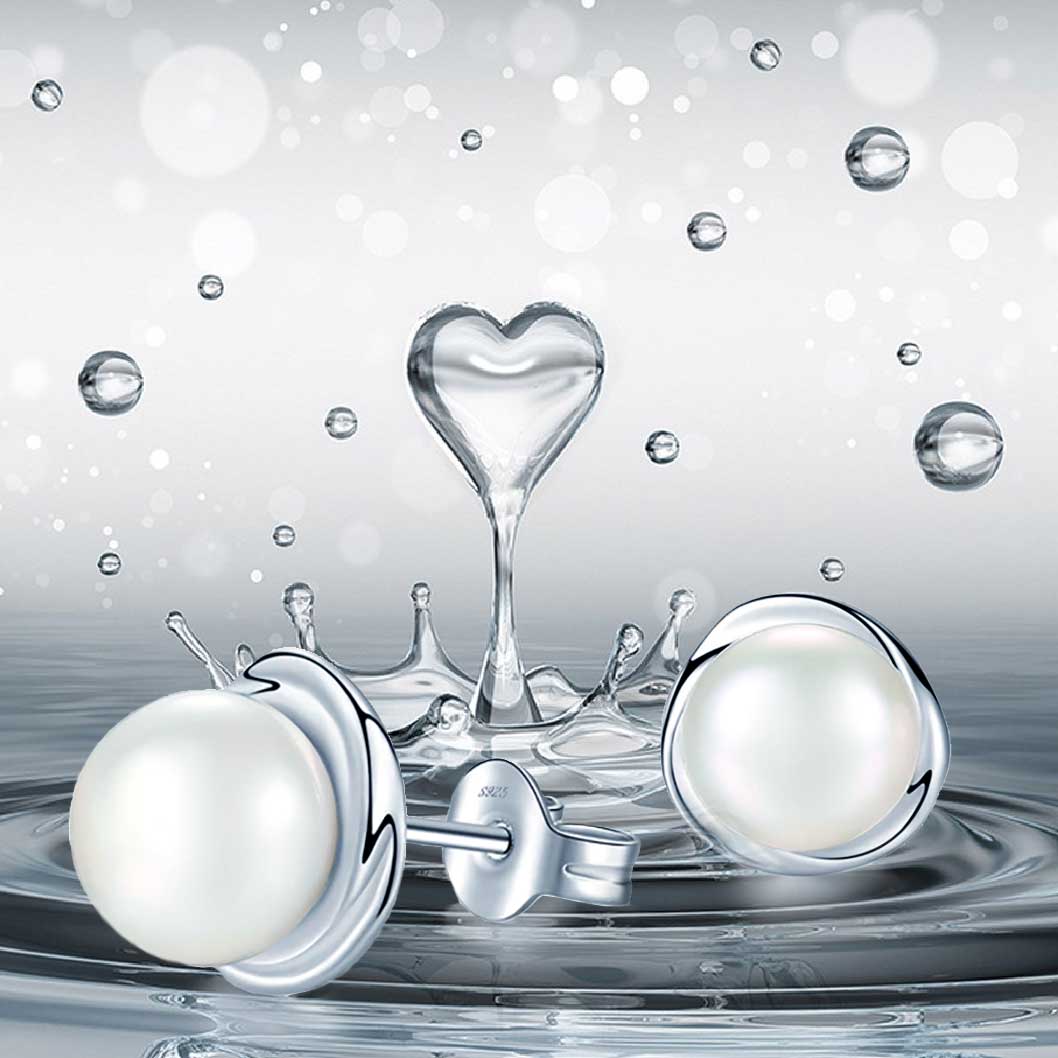 Elegante 925 Sterling Silber Ohrstecker mit weißen Süßwasserperlen – zeitloser Glanz für Damen | WILLYS JEWELLERY