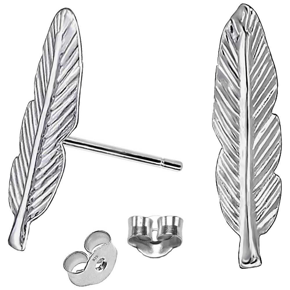 Elegante Feder Ohrstecker aus 925 Sterling Silber – Symbol für Stärke, Freiheit & Stil | WILLYS JEWELLERY