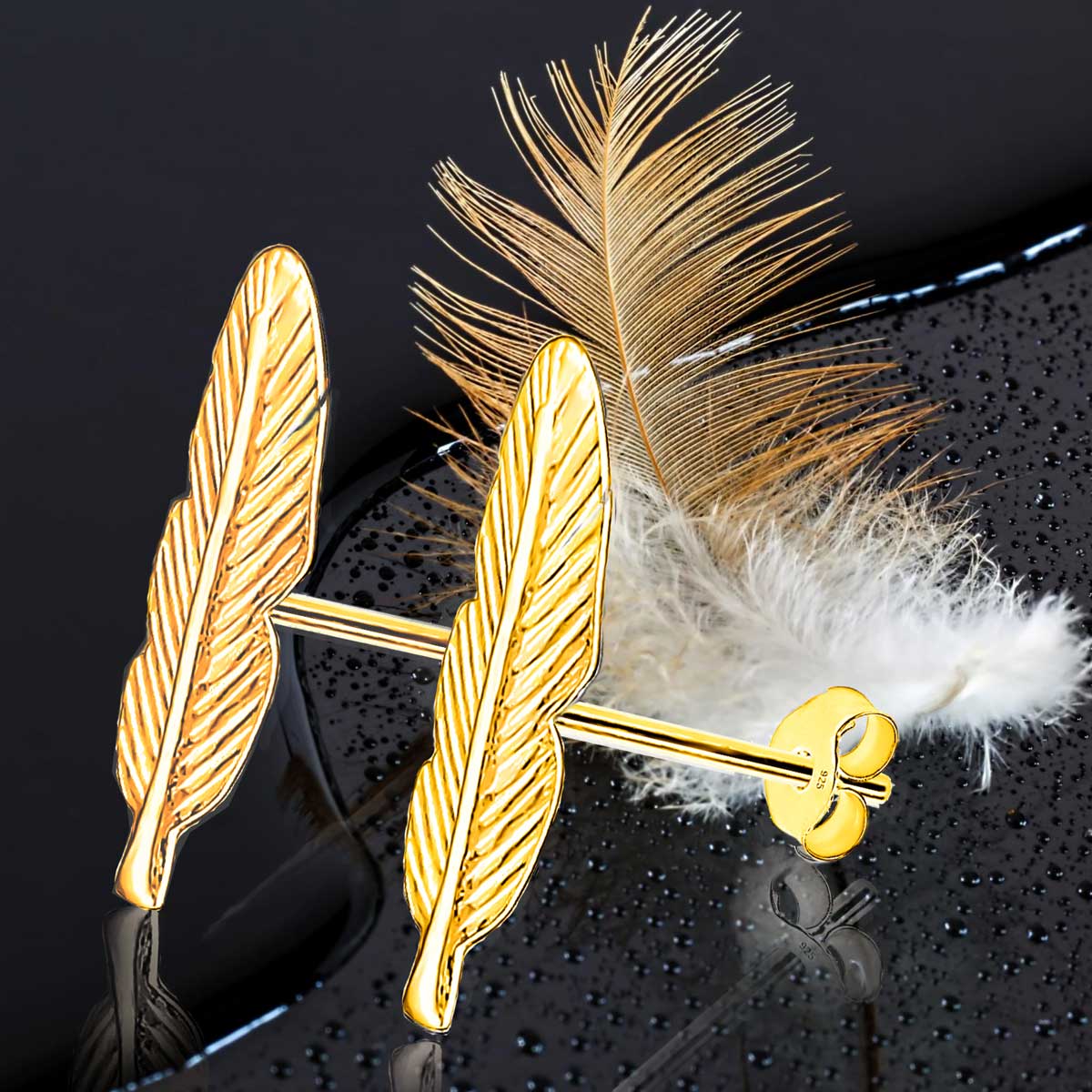 Elegante Feder Ohrstecker aus 925 Sterling Silber – Symbol für Stärke, Freiheit & Stil | WILLYS JEWELLERY