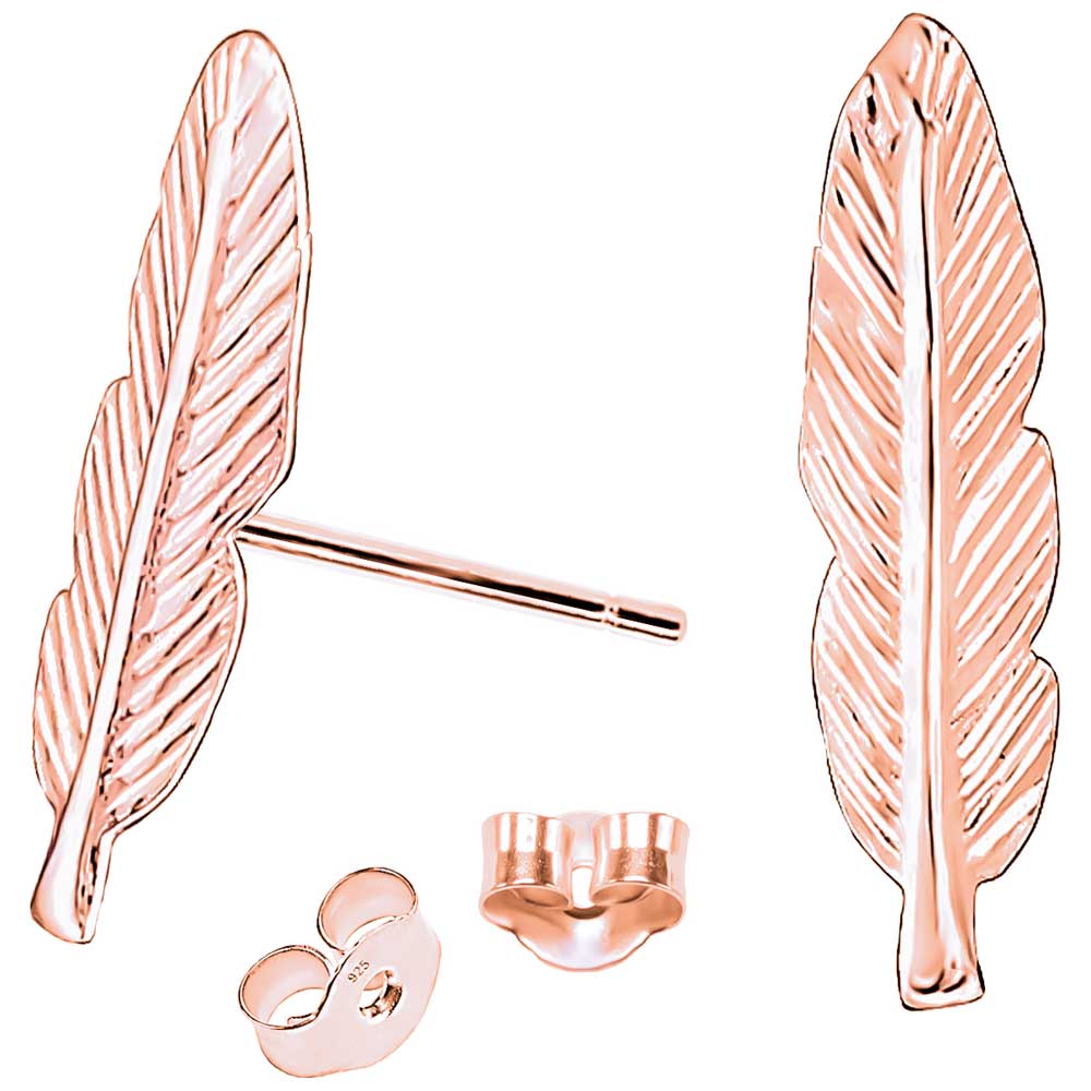 Elegante Feder Ohrstecker aus 925 Sterling Silber – Symbol für Stärke, Freiheit & Stil | WILLYS JEWELLERY