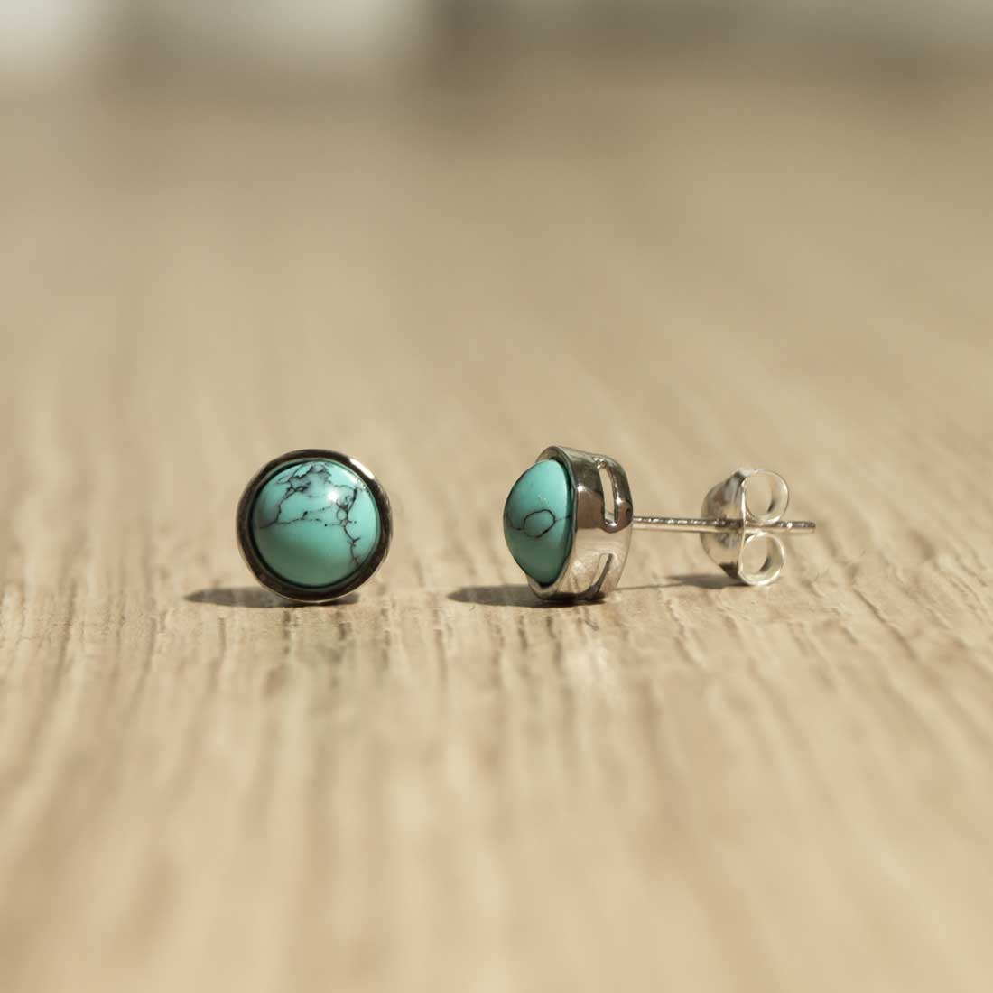 Elegante Türkis Ohrstecker aus 925 Sterling Silber – Handgefertigter Schmuck für Damen | WILLYS JEWELLERY