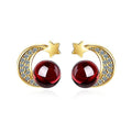 Ohrstecker Damen 925 Sterling Silber 18K vergoldet mit Weinrot Rhodonite & Zirkonia – Eleganz pur | WILLYS JEWELLERY