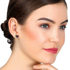 Ohrstecker Damen 925 Sterling Silber 18K vergoldet mit Weinrot Rhodonite & Zirkonia – Eleganz pur | WILLYS JEWELLERY