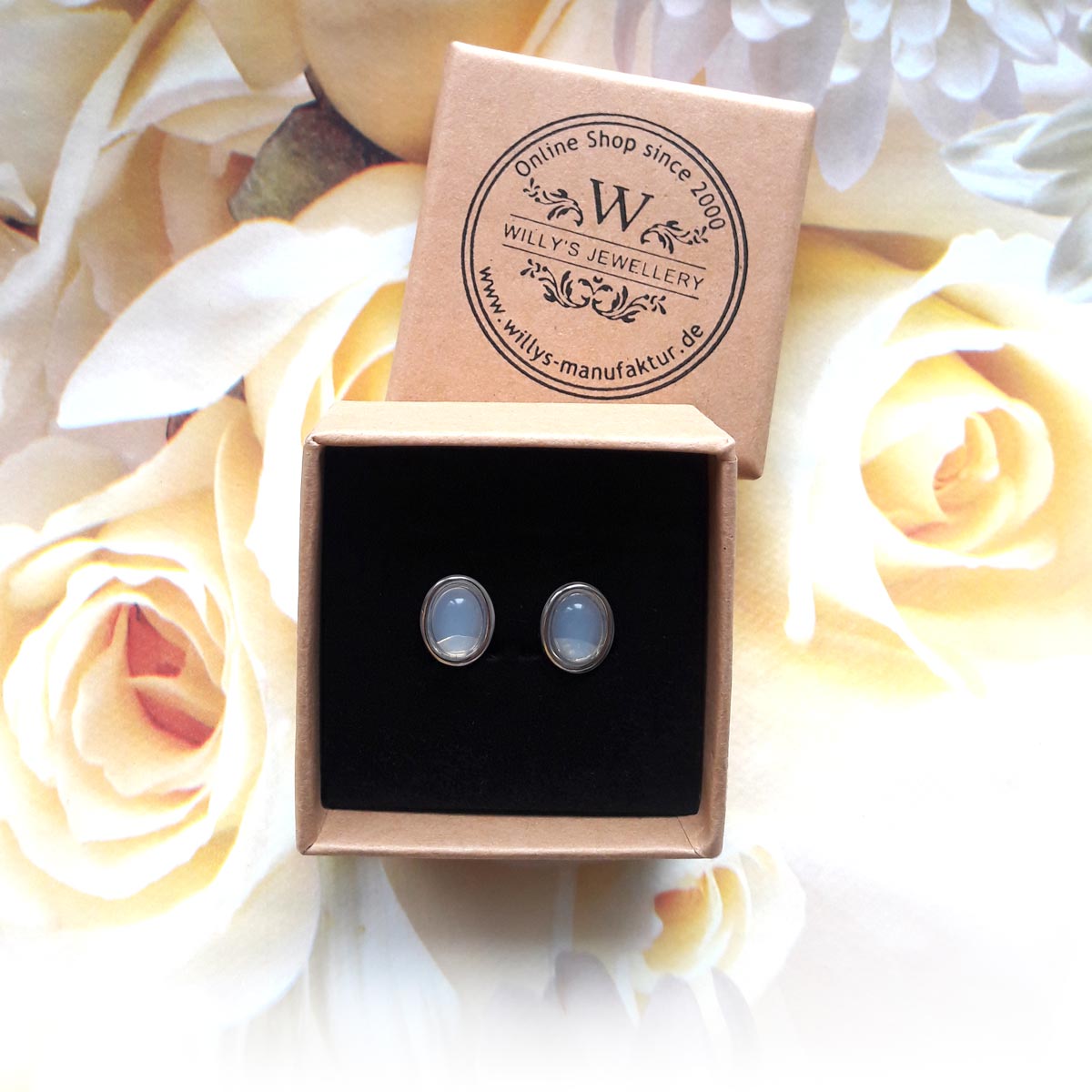 Elegante 925 Sterling Silber Ohrstecker mit Regenbogen-Mondstein – Magische Eleganz & Stil | WILLYS JEWELLERY