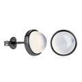 Elegante Ohrstecker aus 925 Sterling Silber mit rundem Mondstein – Schwarz-Rhodiniert & stilvoll | WILLYS JEWELLERY