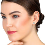 Elegante Ohrstecker aus 925 Sterling Silber mit rundem Mondstein – Schwarz-Rhodiniert & stilvoll | WILLYS JEWELLERY