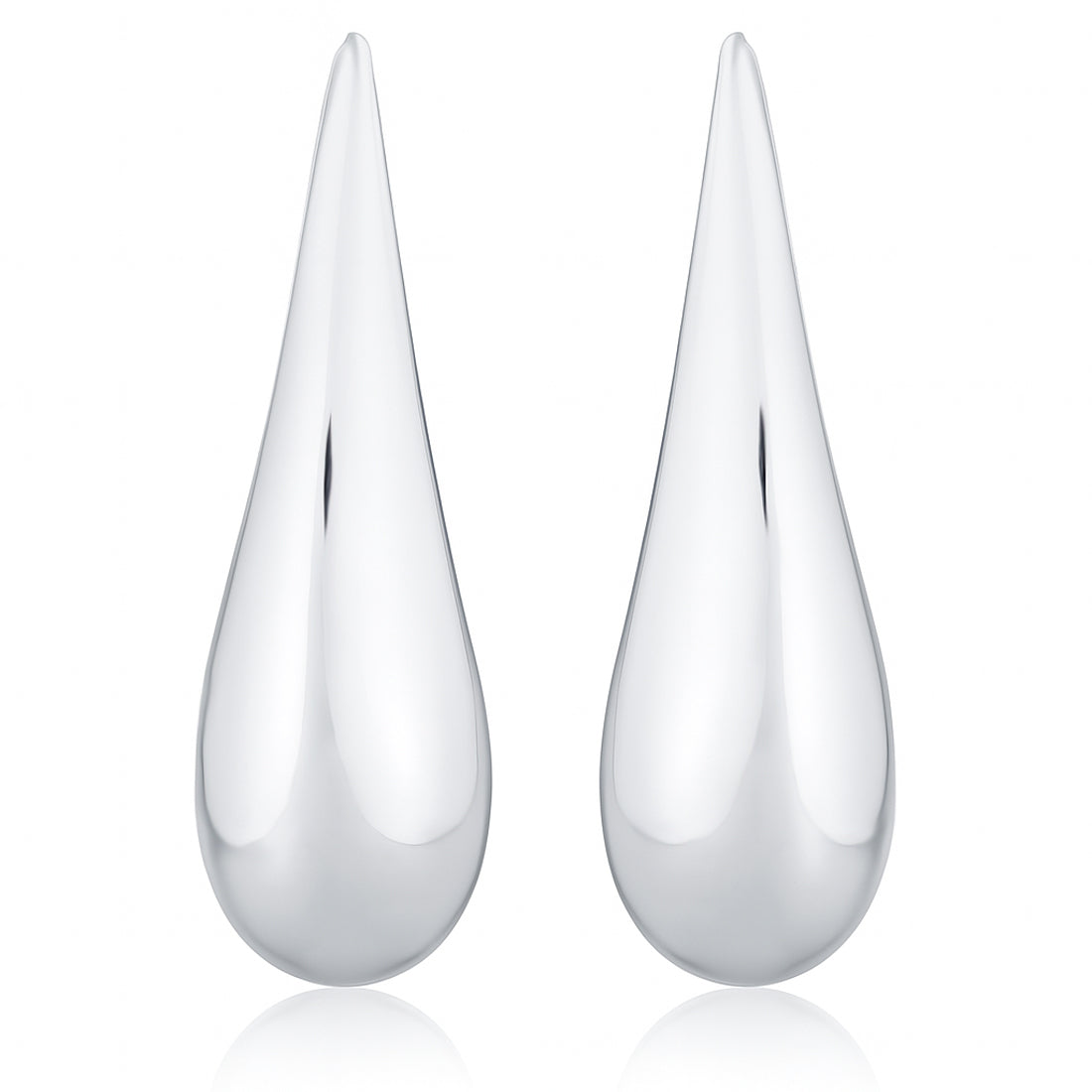 Tropfen Ohrringe aus 925 Sterling Silber – lange, hochglanzpolierte Design-Ohrstecker (25 x 10 mm) | WILLYS JEWELLERY