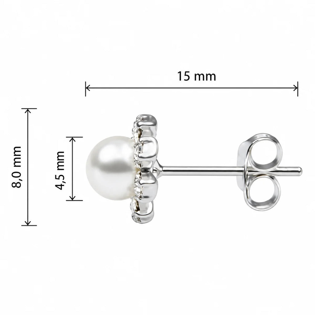 Ohrstecker aus 925er Sterlingsilber mit Süßwasserperlen und Zirkonia-Akzenten