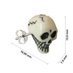 Unisex Ohrstecker Totenkopf aus natürliche und versteinerte Vegan - Ohrstecker in weißer Farbe | WILLYS JEWELLERY