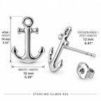 Anker Ohrstecker aus 925 Sterling Silber für Damen maritime Ohrringe als Geschenk
