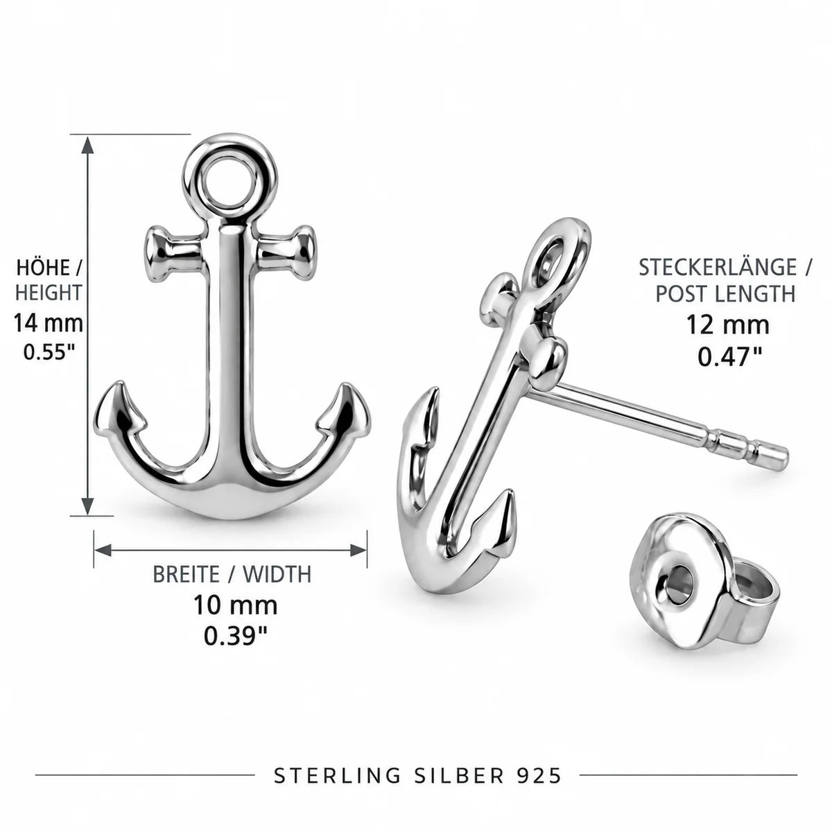 Anker Ohrstecker aus 925 Sterling Silber für Damen maritime Ohrringe als Geschenk