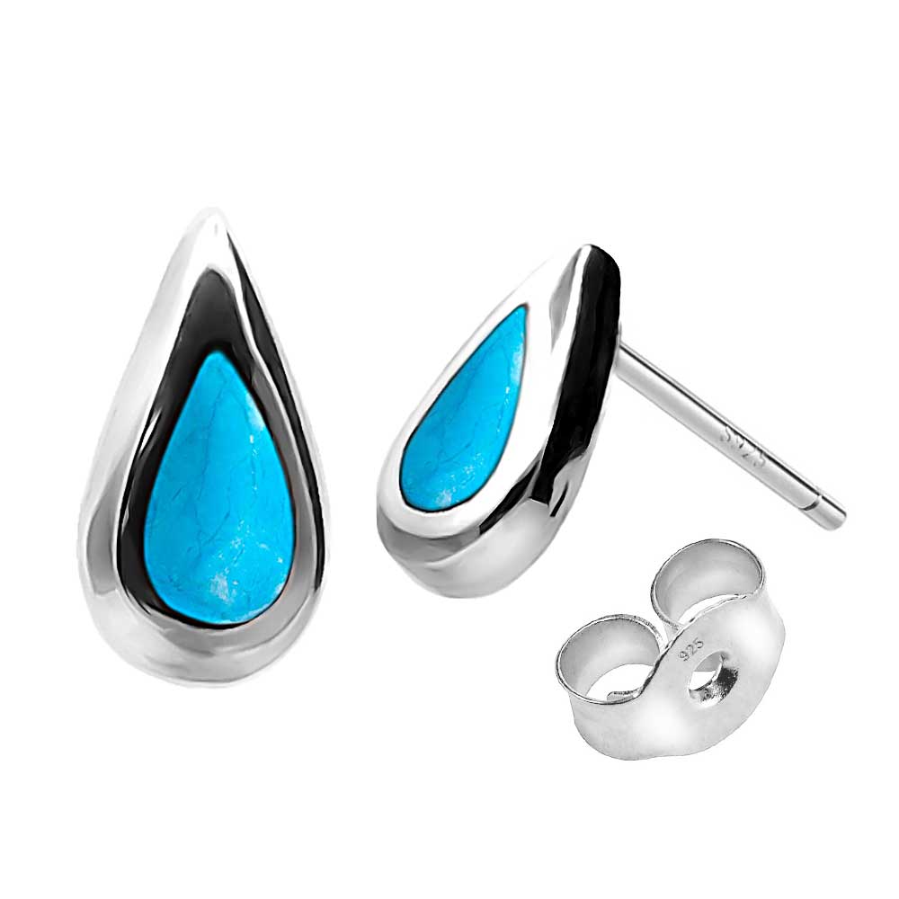 Elegante 925 Sterling Silber Ohrstecker mit Blau-Türkis Edelstein – Stil, Harmonie & Natürlichkeit | WILLYS JEWELLERY