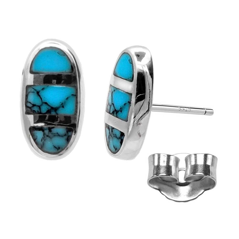Elegante 925 Sterling Silber Ohrstecker mit Blau-Türkis Edelstein – Stil, Harmonie & Eleganz | WILLYS JEWELLERY