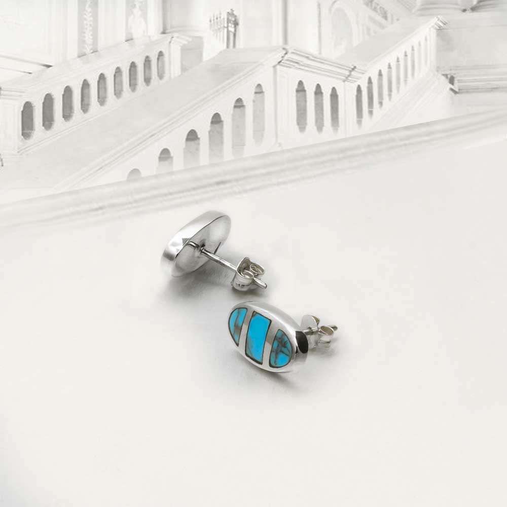 Elegante 925 Sterling Silber Ohrstecker mit Blau-Türkis Edelstein – Stil, Harmonie & Eleganz | WILLYS JEWELLERY