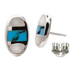 Elegante Ohrstecker aus 925 Sterling Silber mit Regenbogen-Mondstein & Türkis –handgefertigter Glanz | WILLYS JEWELLERY