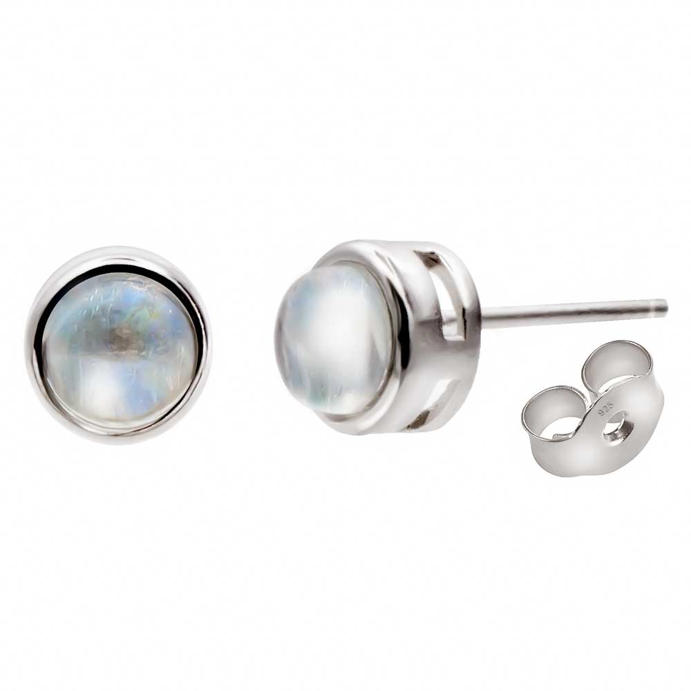 Elegante Ohrstecker aus 925 Sterling Silber mit Regenbogen-Mondstein – zeitloser Glanz & magisch | WILLYS JEWELLERY