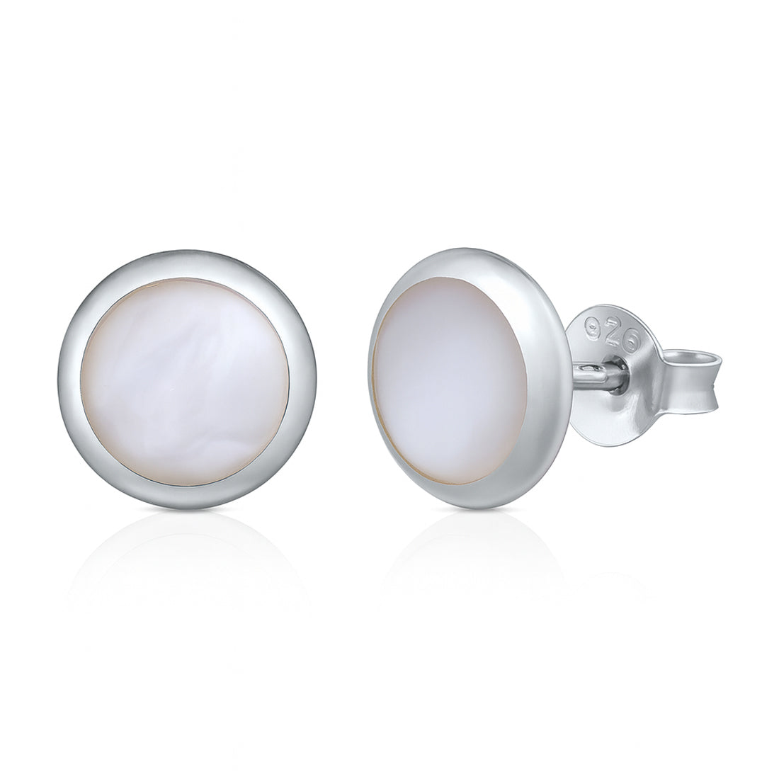 Runde Ohrstecker aus 925 Sterling Silber mit weißem Mondstein – klassische 8-mm-Studs für jeden Tag | WILLYS JEWELLERY