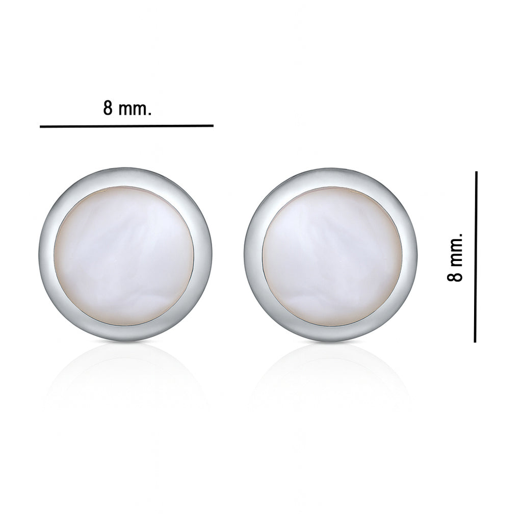 Runde Ohrstecker aus 925 Sterling Silber mit weißem Mondstein – klassische 8-mm-Studs für jeden Tag | WILLYS JEWELLERY