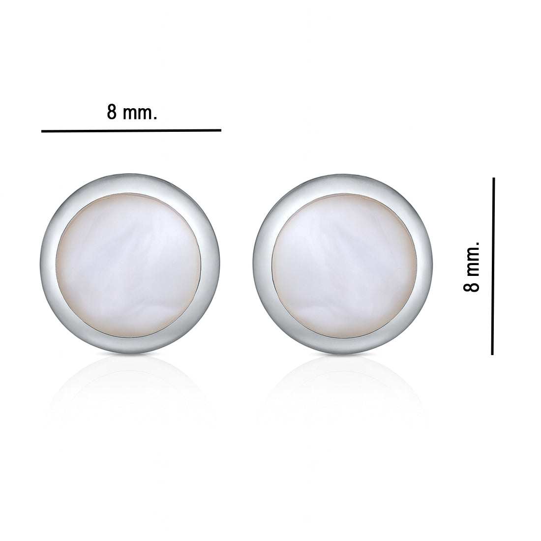 Runde Ohrstecker aus 925 Sterling Silber mit weißem Mondstein – klassische 8-mm-Studs für jeden Tag | WILLYS JEWELLERY