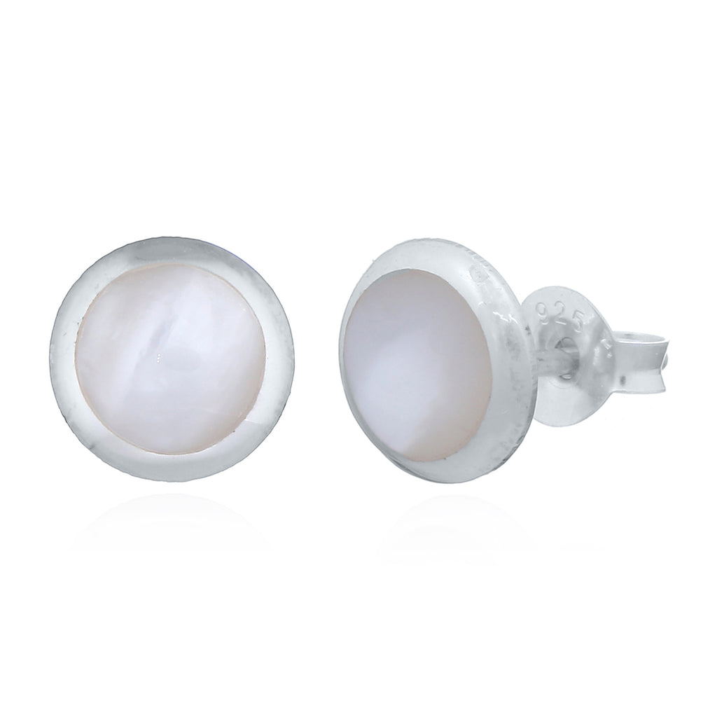 Runde Ohrstecker aus 925 Sterling Silber mit weißem Mondstein – klassische 8-mm-Studs für jeden Tag | WILLYS JEWELLERY