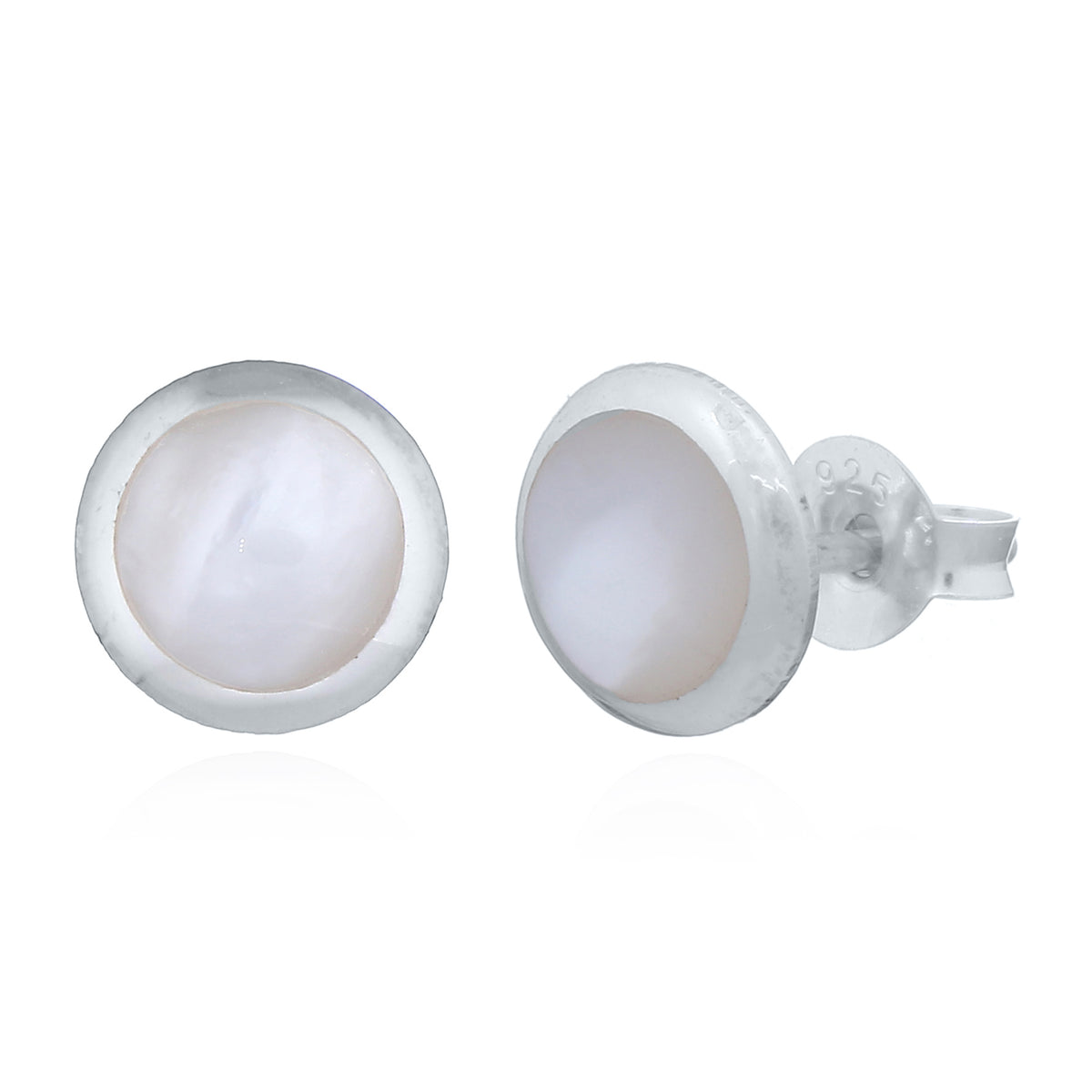 Runde Ohrstecker aus 925 Sterling Silber mit weißem Mondstein – klassische 8-mm-Studs für jeden Tag | WILLYS JEWELLERY