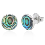 Runde Ohrstecker aus 925 Sterling Silber mit buntem Perlmutt – 8 mm Design-Studs für starke Auftritt | WILLYS JEWELLERY