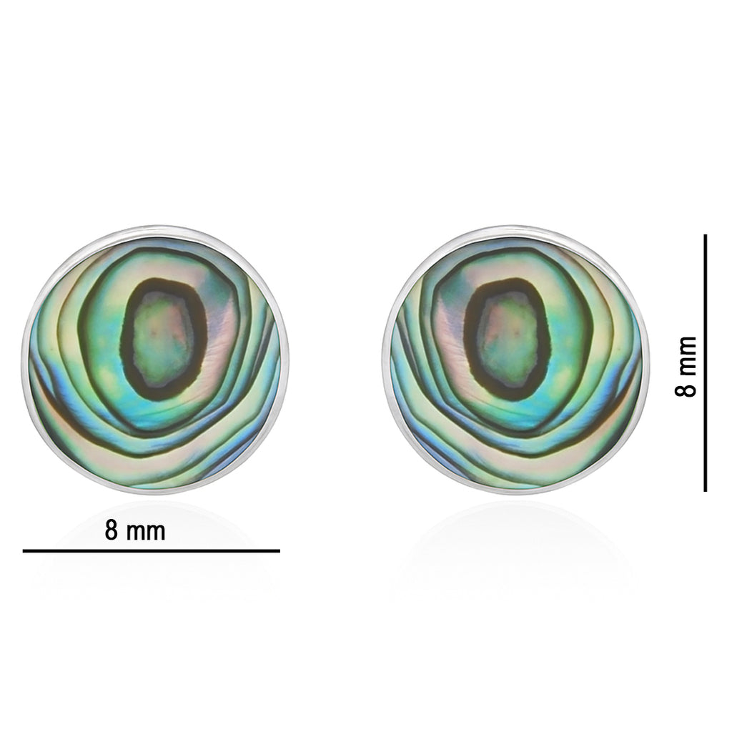 Runde Ohrstecker aus 925 Sterling Silber mit buntem Perlmutt – 8 mm Design-Studs für starke Auftritt | WILLYS JEWELLERY