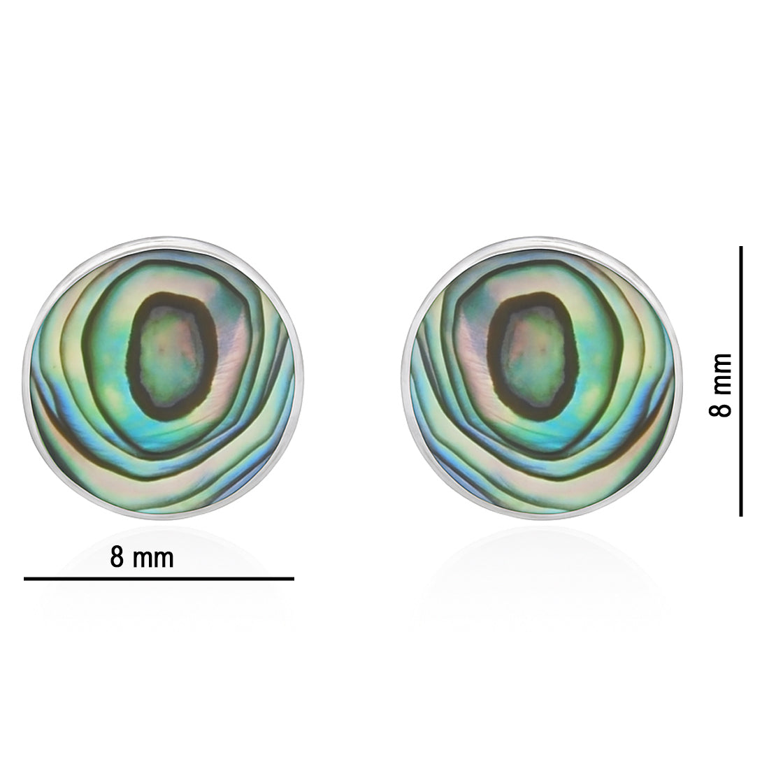 Runde Ohrstecker aus 925 Sterling Silber mit buntem Perlmutt – 8 mm Design-Studs für starke Auftritt | WILLYS JEWELLERY