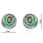 Runde Ohrstecker aus 925 Sterling Silber mit buntem Perlmutt – 8 mm Design-Studs für starke Auftritt | WILLYS JEWELLERY