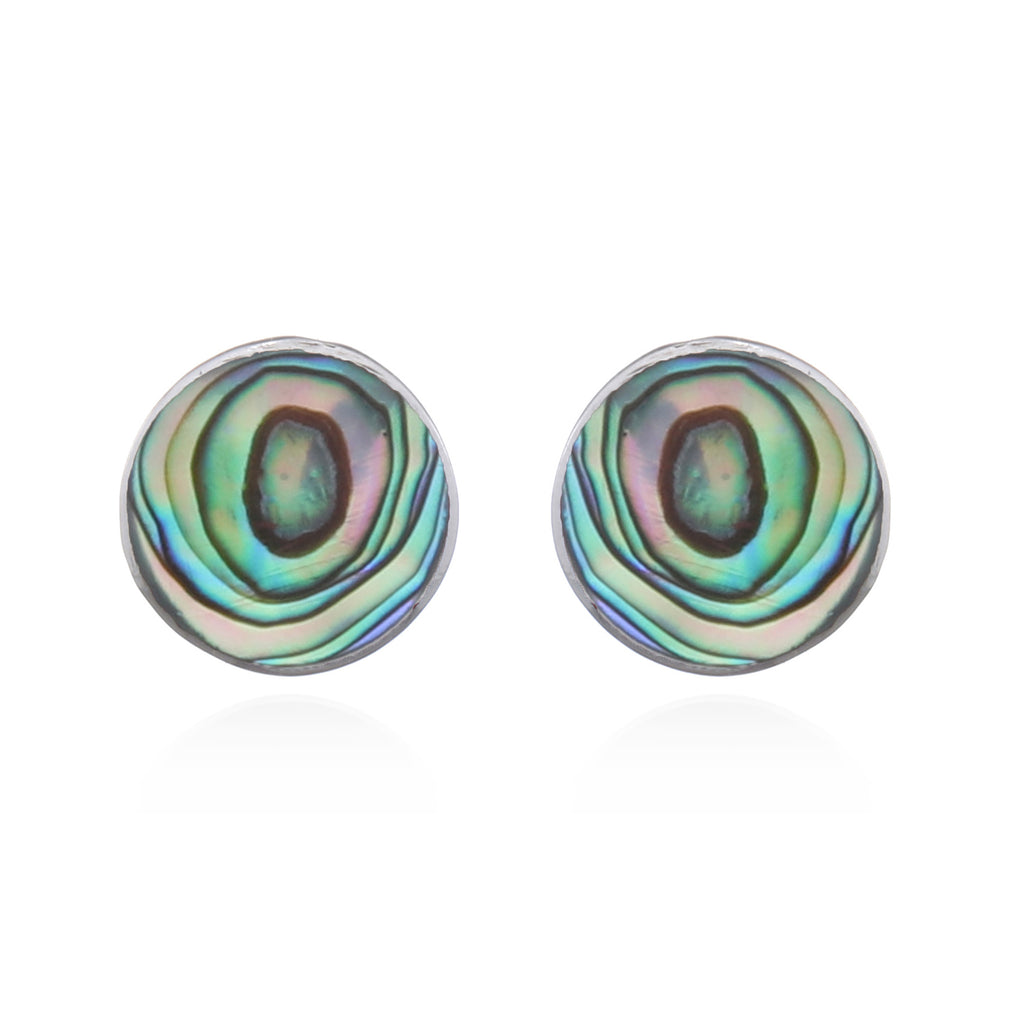Runde Ohrstecker aus 925 Sterling Silber mit buntem Perlmutt – 8 mm Design-Studs für starke Auftritt | WILLYS JEWELLERY