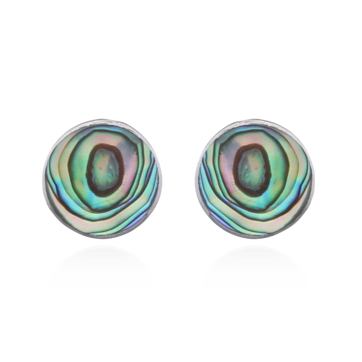 Runde Ohrstecker aus 925 Sterling Silber mit buntem Perlmutt – 8 mm Design-Studs für starke Auftritt | WILLYS JEWELLERY