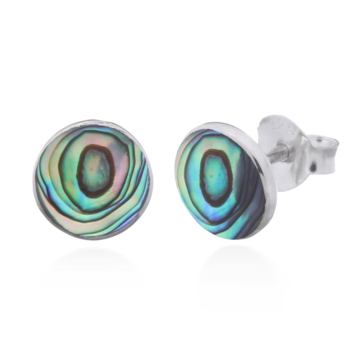 Runde Ohrstecker aus 925 Sterling Silber mit buntem Perlmutt – 8 mm Design-Studs für starke Auftritt | WILLYS JEWELLERY
