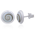 Runde Ohrstecker aus 925 Sterling Silber mit Kreiselschnecke -Naturstein-Studs im maritimen Look | WILLYS JEWELLERY