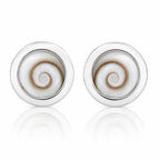 Runde Ohrstecker aus 925 Sterling Silber mit Kreiselschnecke -Naturstein-Studs im maritimen Look | WILLYS JEWELLERY