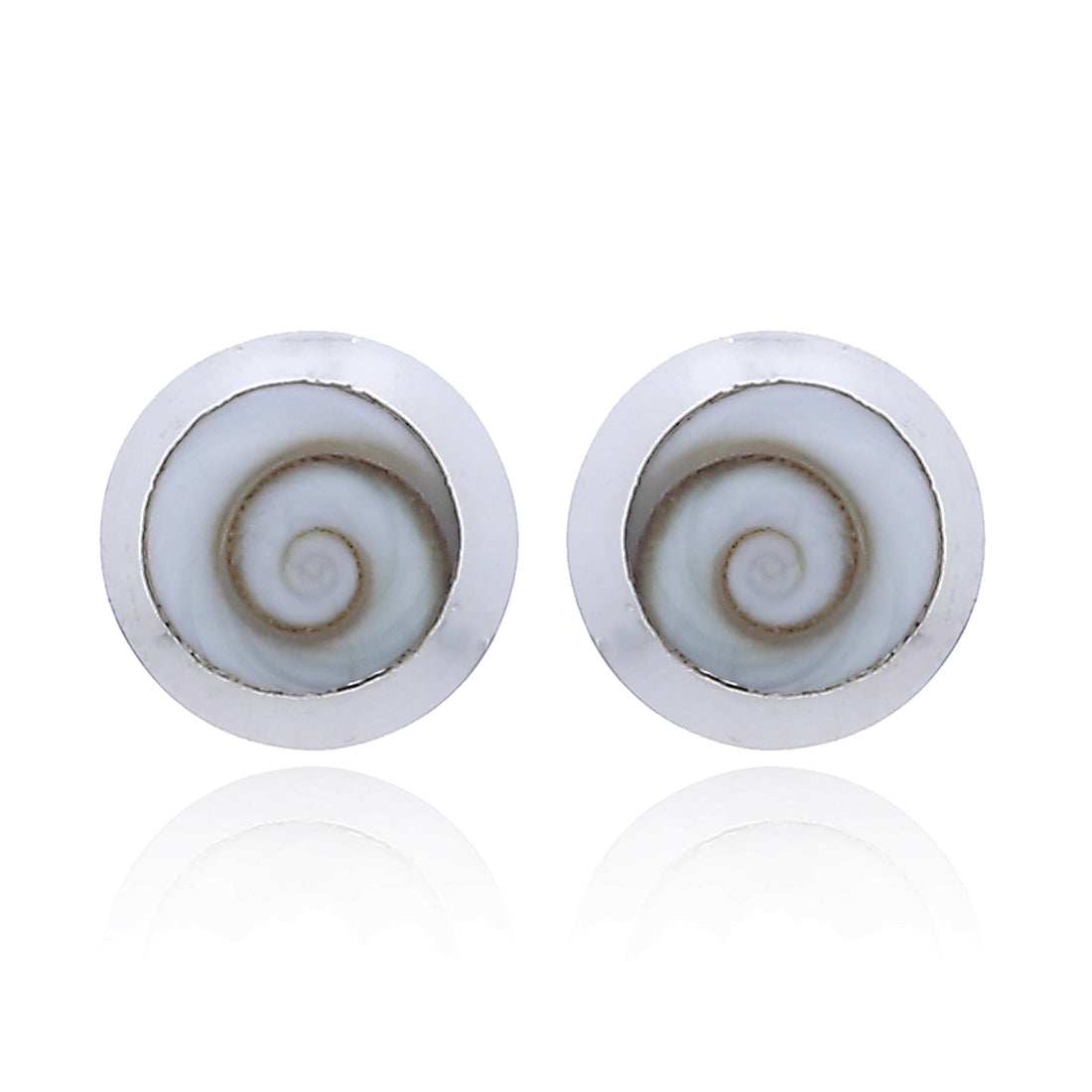 Runde Ohrstecker aus 925 Sterling Silber mit Kreiselschnecke -Naturstein-Studs im maritimen Look | WILLYS JEWELLERY