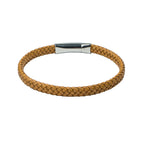 Haselnussbraunes Lederarmband mit poliertem Edelstahlverschluss