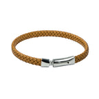 Haselnussbraunes Lederarmband mit poliertem Edelstahlverschluss