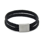 Schwarzes Lederarmband mit zwei geflochtenen Strängen